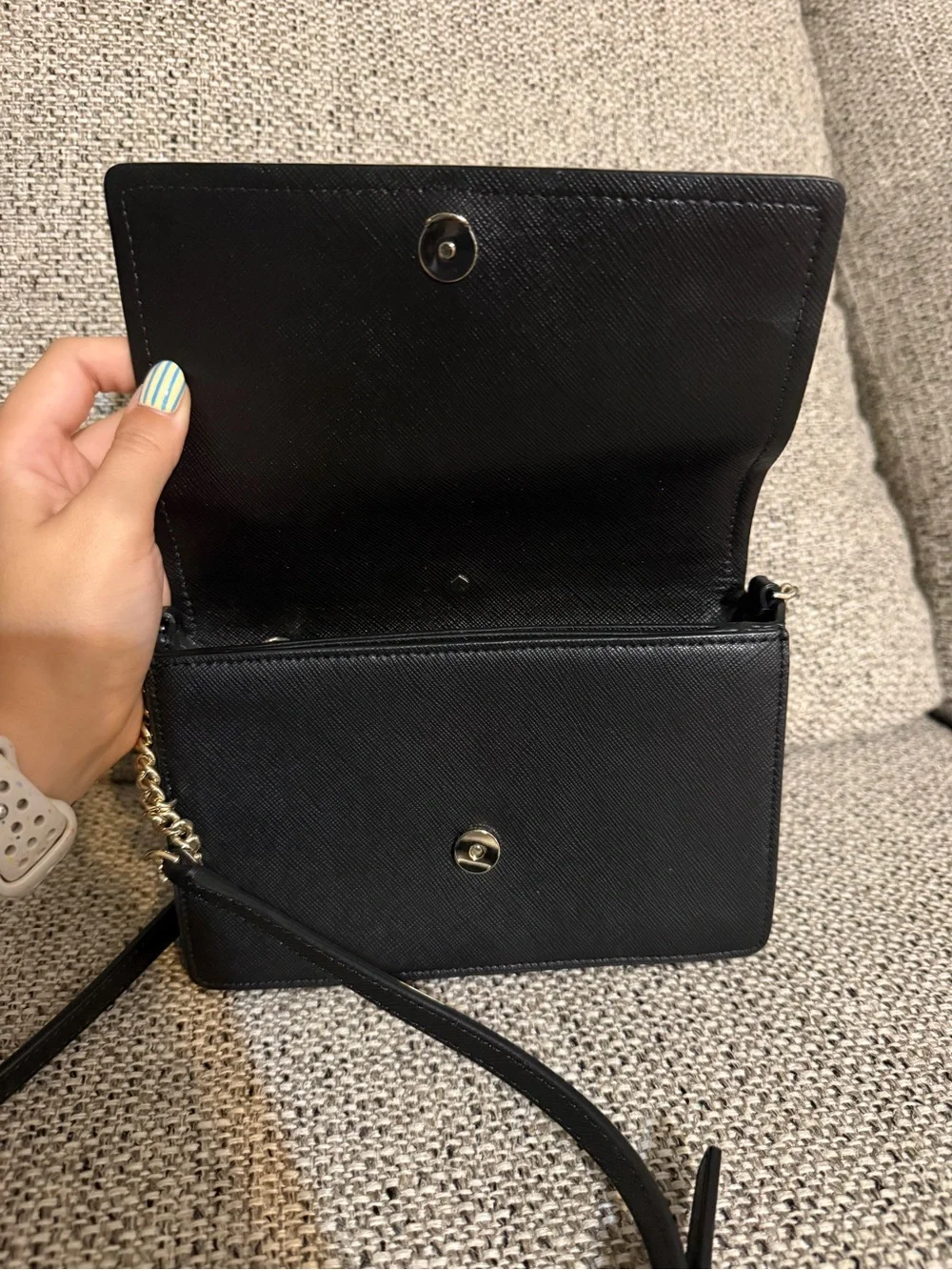 kate spade Black Leather Chain Crossbody Wallet